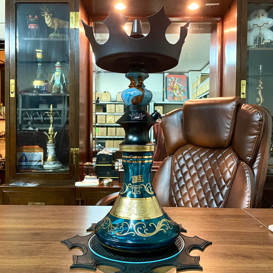 Regal Hookah Pawn Epoxy Wood Turquoise × Egermman Brazil Cosmo Blue