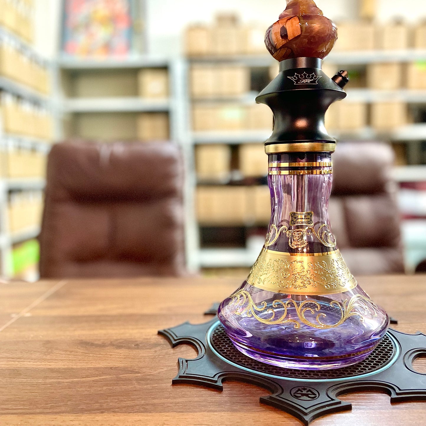 Regal Hookah Pawn Epoxy Wood Purple × Egermman Brazil Cosmo Purple