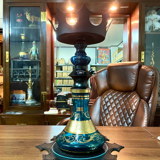 Regal Hookah Pawn Epoxy Honey Comb Blue × Egermann Brazil Cosmo Blue