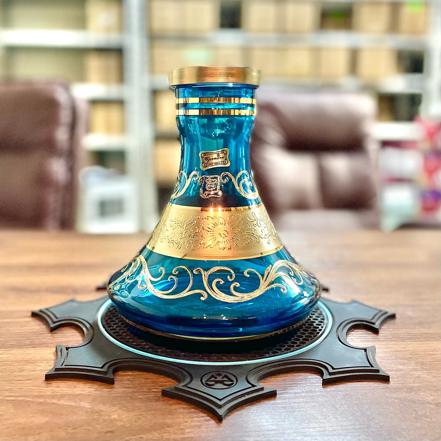 Regal Hookah Pawn Epoxy Honey Comb Blue × Egermann Brazil Cosmo Blue