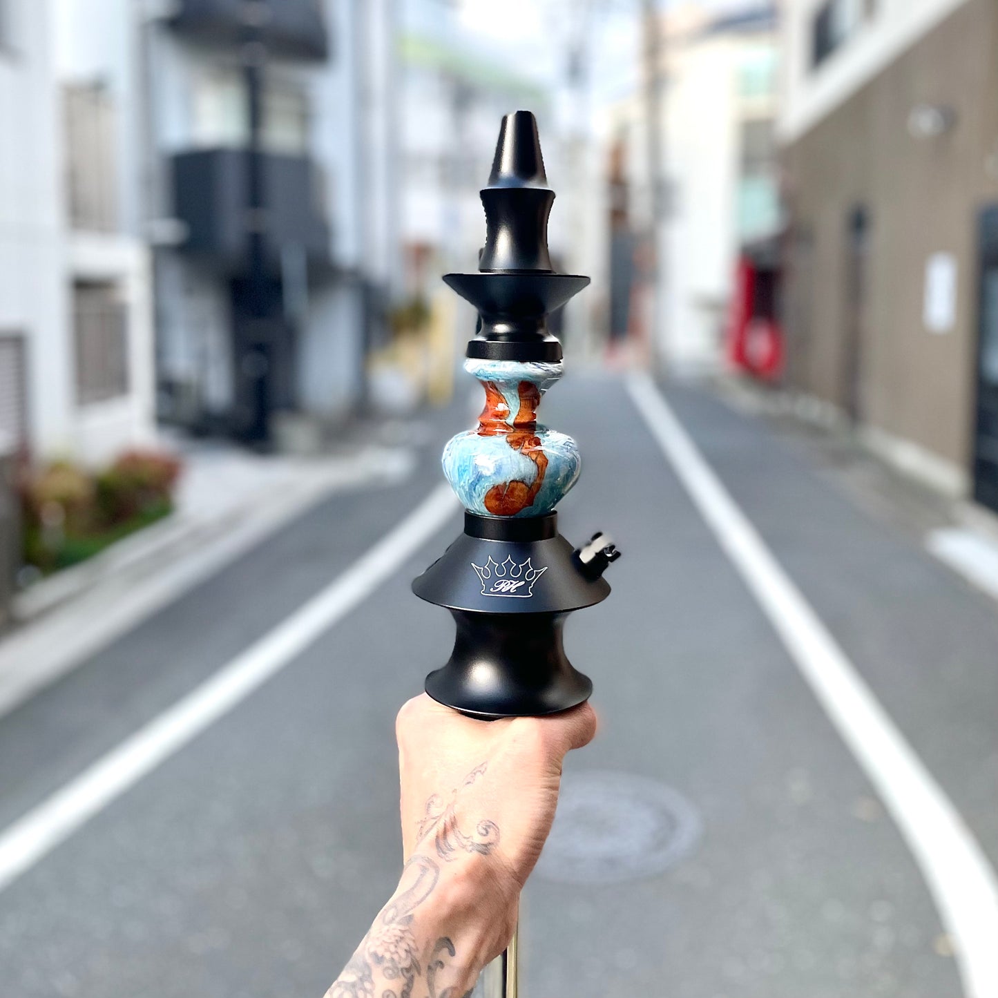 Regal Hookah Pawn Epoxy Wood Turquoise × Egermman Brazil Cosmo Blue